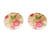 2 Breloques rondes pailletées 20mm imprimé fleur doré - vert - rose
