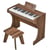 Piano Numérique Enfant 37 Touches Ensemble Complet en Bois avec Tabouret，Piano Numérique d'Éveil Musical pour 3 Ans+，brun