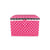Boîte à couture 26x26x19cm pois blancs fonds fuchsia
