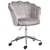 Chaise de Bureau Grise en Velours Glamour Fauteuil Coquillage Pivotant à Base en Etoile Argentée Assise Réglable avec Vérin Frein de Sécurité