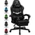 Chaise gaming ergonomique - Simili cuir - Noir - 47 x 47 x 132 cm