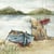 Lot de 4 serviettes en papier découpage collage 33 cm RIVIERE BARQUE N 302