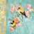 Lot de 4 serviettes en papier découpage collage 33 cm OISEAU FLEUR ROSE O 433
