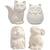 Tirelire, hibou, renard, hérisson, lièvre, H : 9-10 cm, blanc, 4 pièces/ 1 Pq.