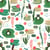 Tissu Coton imprimé Grenouilles tons verts sur fond Blanc