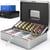 Caisse à Monnaie 30x24x9cm- Coffret Monnaie en Acier- Monnayeur, 2 clés, Compartiments à monnaie- Poignée de Transport Robuste-- ACROPAQ