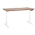 Bureau Réglable Manuellement Plateau Bois Foncé et Structure Acier Blanc 160 x 72 cm Hauteur Ajustable Assis Debout Pieds Ronds Design Moderne