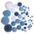 Pompons metallic, assortis, bleu - blanc, coul.+tailles assorties, 50 pces