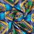 Tissu Wax africain n°627 sur fond Bleu turquoise