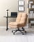 Fauteuil de Bureau Rose Pêche en Bouclé Siège Inclinable Réglable en Hauteur Rembourrage Épais Pivotant