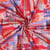 Tissu Coton satiné digital patchwork Rouge sur fond Rose pastel