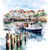 Lot de 4 serviettes en papier découpage collage 33 cm PORT BATEAU DE PECHE