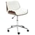 Chaise de Bureau Bois Foncé et Cuir PU Blanc Siège Réglable Fonction Pivotante Pieds en Métal Mobilier de Bureau Élégant