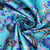 Tissu Coton imprimé Foil Arty Osaka éventails paon sur fond Bleu turquoise