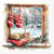4 serviettes en papier découpage collage 33 cm CHAT DE NOEL A LA FENETRE