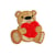 Lot de 3 écussons  oursons mignons coeur rouge 4cm x 4cm