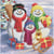 Kit carte broderie diamant 18x18cm Bonhomme de neige