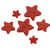 Lot de 6 boutons étoile pailleté rouge