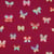 Tissu Coton imprimé Poppy Papillons glitter sur fond Magenta fuschia