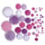 Pompons metallic, assortis, rose foncé - blanc, coul.+tailles assorties, 50 pces