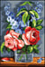 Canevas antique De rose et de bleu 30x40cm