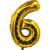 Ballon aluminium - 30 cm - or - chiffre 6