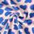 Tissu Sweat  léger envers molletonné Lisa coeurs Bleues sur fond Gris chiné