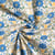 Tissu Batiste de Coton Ava fleurs rétro Bleu sur fond Blanc cassé