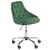 Chaise à Roulettes en Velours Vert sur Pied Chromé Réglable Dossier Capitonné Tendance et Design Moderne Rétro pour Coin Bureau