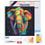 Mini Diamond Painting Broderie Diamant Figured’Art 25x25cm toile tendue sur châssis en bois - diamants ronds - Éléphant Abstrait Pop Art