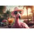 Tableau sur toile Flamant rose chic avec cocktail 30x45 cm