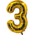 Ballon aluminium - 30 cm - or - chiffre 3