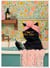 Affiche Le chat prend son bain | A3 : 29,7x42cm
