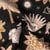 Tissu Jacquard Pygmalion motif mystique Doré sur fond Noir