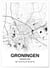 Affiche carte Groningen - rectangle Noir et Blanc | A3 : 29,7x42cm