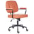 Chaise de Bureau Orange en Cuir PU Pivotante Hauteur Ajustable Vérin Pneumatique Roulettes avec Frein de Sécurité Durable et Stable
