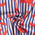 Tissu Toile Polycoton Liam homards rayures Bleu sur fond Naturel