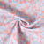 Tissu Popeline de Coton légère Fleurs bleu pastel et corail sur fond Bleu ciel