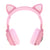 Avizar Casque Audio Bluetooth Design Oreilles Chat Animation lumineuse 12h Rose