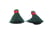 2 Pompons Vert foncé et Rouge 22*10mm polyester