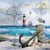 Lot de 4 serviettes en papier découpage collage 33 cm ANCRE PHARE MOUETTE OCEAN
