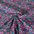 Tissu Popeline de Coton digital Poppy Fleurs roses et pêche sur fond Vert canard