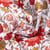 Tissu Coton Matelassé réversible Lizu fleuris sur fond Blanc