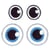 2 PAIRES YEUX NOIRS ET BLEUS THERMOCOLLANTS