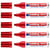 Lot de 5 marqueurs permanents - EDDING - Corps aluminium - Rouge - Pointe biseautée 2-7 mm