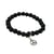 Bracelet Onyx Perles rondes 8 mm et Breloque Paix - Omsaé
