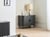Commode Noire en MDF Pieds en Métal Portes Coulissantes Style Retro