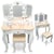 Coiffeuse Enfant +3 - Bureau avec Tiroir - Tabouret & Miroir LED - Mamabrum