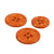 Lot de 3 boutons rond 4 trous bouteilles recyclées orange rouille