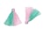 Lot de 3 BRELOQUES POMPONS GLANDS rose et vert 25 mm - creation bijoux perles
